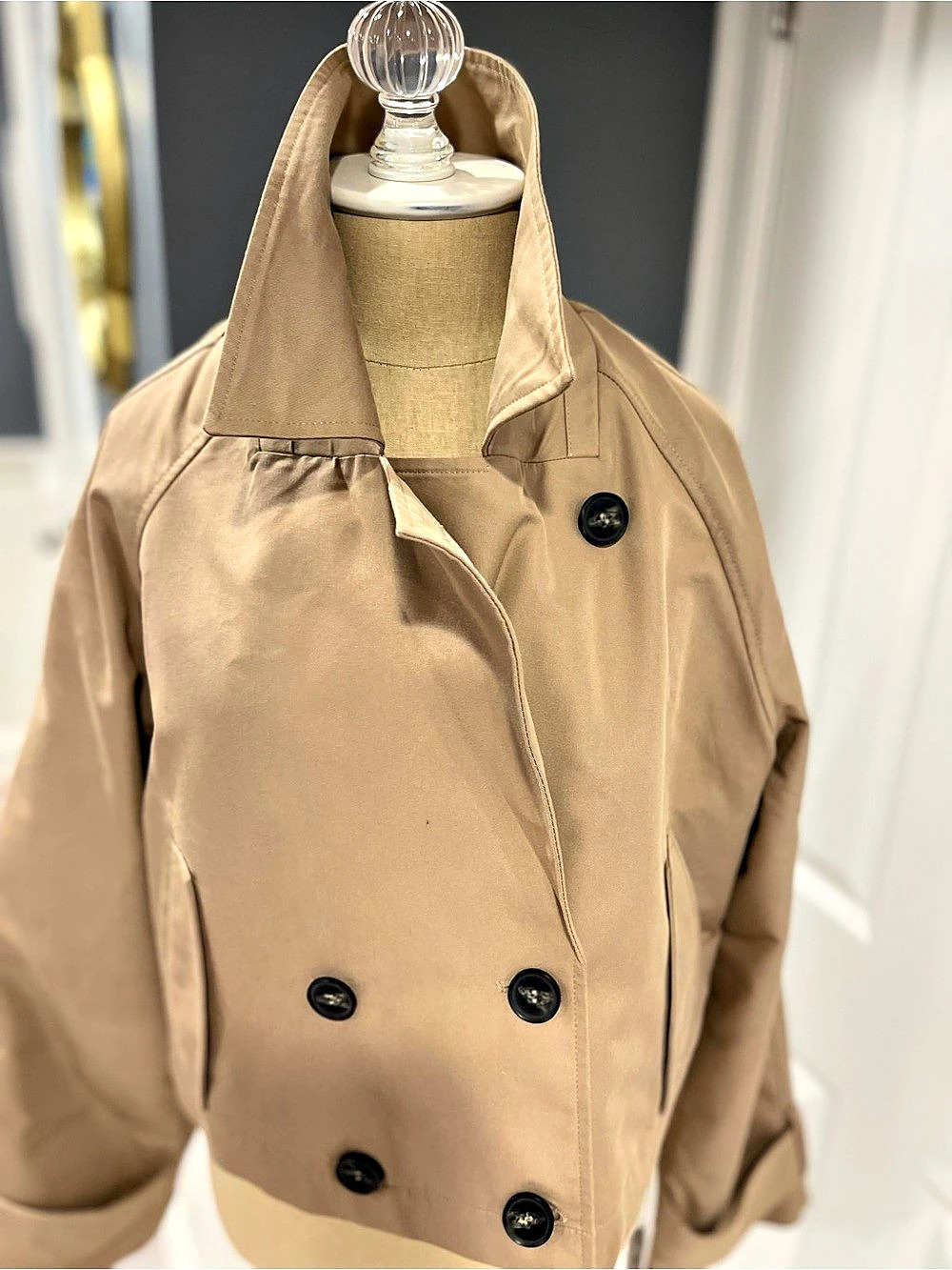 Zara Cropped Double-Breasted Jacket Brown Medium - Picture 3 of 11